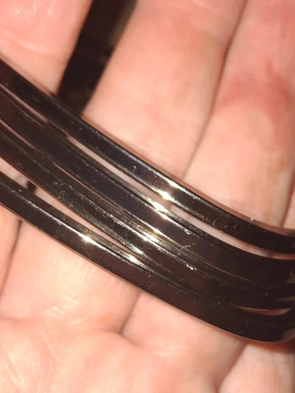 4 square gunmetal brownish grey metal bangle bracelets
